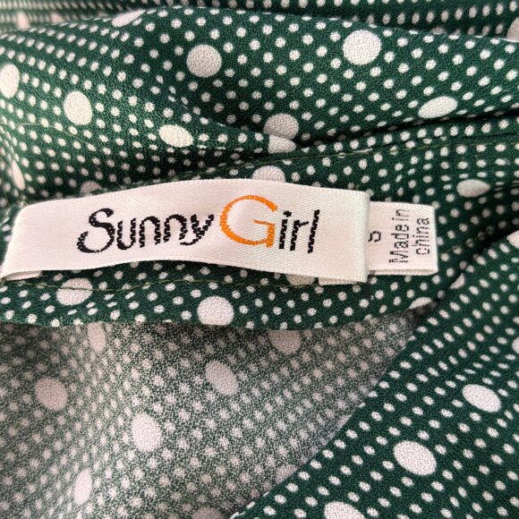 Sunny Girl Polka Dot Cap Sleeve Top in Green - Picture 5 of 7